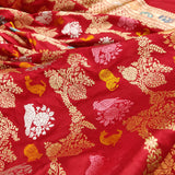 Red Colour Pure Katan Silk Handwoven Banarasi Jungla Saree