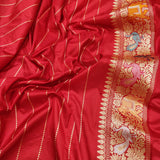 Red Colour Pure Katan Silk Handwoven Banarasi Jungla Saree