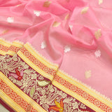 Baby Pink Color Pure Kora Silk Handwoven Banarasi Saree