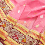 Baby Pink Color Pure Kora Silk Handwoven Banarasi Saree