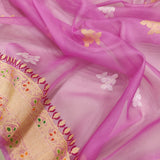 Pink Color Pure Kora Silk Handwoven Banarasi Saree