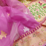 Pink Color Pure Kora Silk Handwoven Banarasi Saree