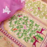 Pink Color Pure Kora Silk Handwoven Banarasi Saree