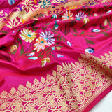 Pink Color Pure Katan Silk Handwoven Banarasi Saree