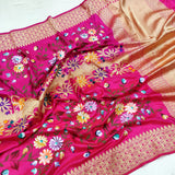 Pink Color Pure Katan Silk Handwoven Banarasi Saree