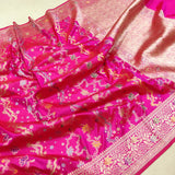 Pink Colour Pure Katan Silk Handwoven Banarasi Saree