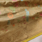 Golden Beige Color Pure Katan Silk Handwoven Banarasi Saree