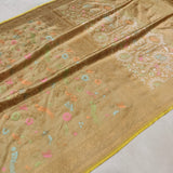 Golden Beige Color Pure Katan Silk Handwoven Banarasi Saree