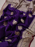 Purple Colour Katan Silk Handwoven Banarasi Saree