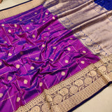 Dual Shade Pure Katan Silk Handwoven Banarasi Saree