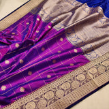 Dual Shade Pure Katan Silk Handwoven Banarasi Saree