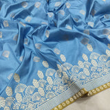 Sky Blue Color Pure Katan Silk Handwoven Banarasi Saree