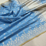 Sky Blue Color Pure Katan Silk Handwoven Banarasi Saree