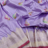 Lavender Color Katan Silk Handwoven Banarasi Saree