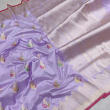 Lavender Color Katan Silk Handwoven Banarasi Saree