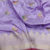 Lavender Color Katan Silk Handwoven Banarasi Saree