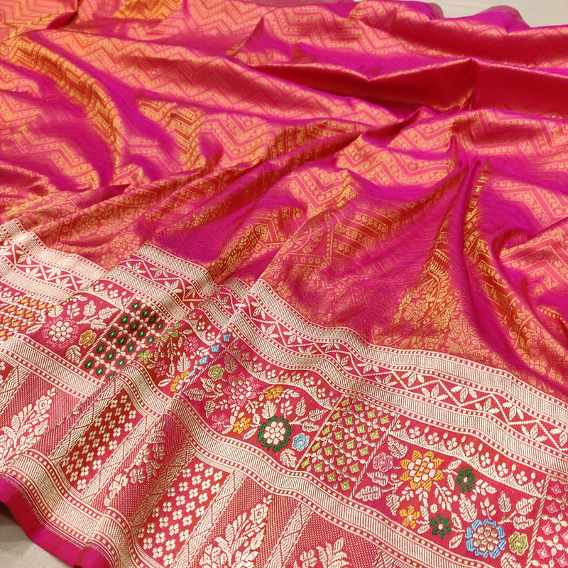 Dual Shade Pure Katan Silk Handwoven Banarasi Saree