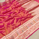 Dual Shade Pure Katan Silk Handwoven Banarasi Saree