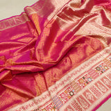 Dual Shade Pure Katan Silk Handwoven Banarasi Saree