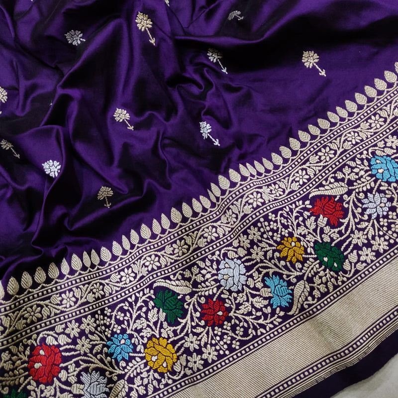 Purple Color Pure Katan Silk Handwoven Banarasi Saree