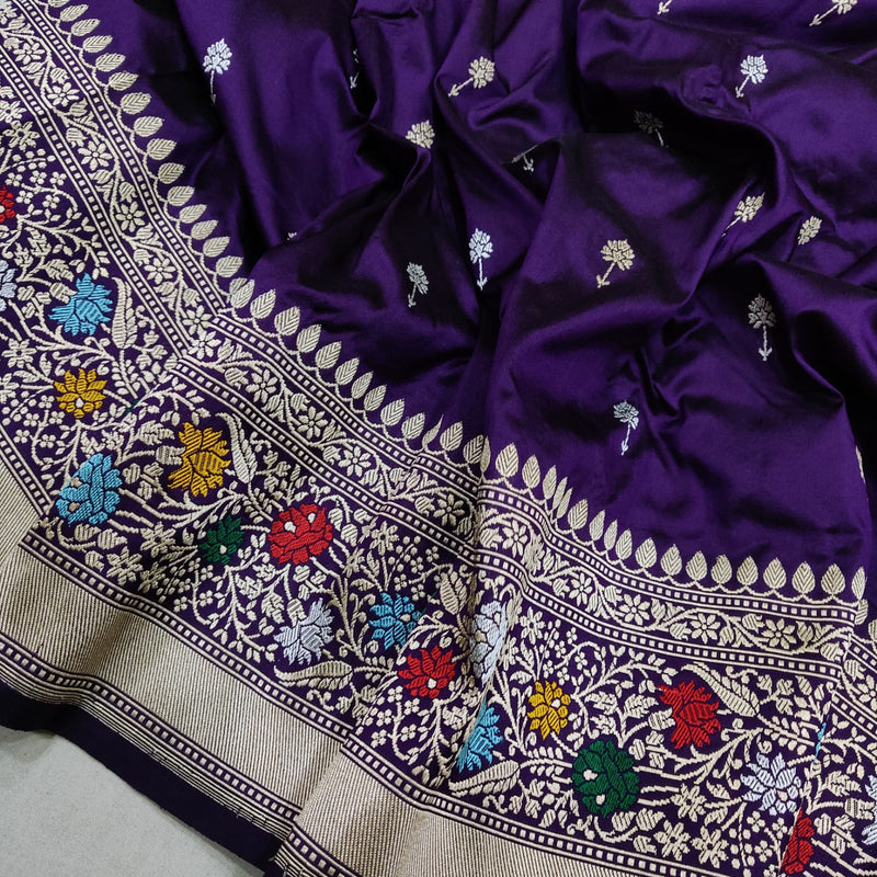 Purple Color Pure Katan Silk Handwoven Banarasi Saree