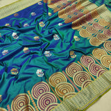 Dual Shade Pure Katan Silk Handwoven Banarasi Saree