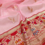 Pink Colour Pure Kora Silk Handwoven Banarasi Saree