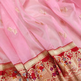 Pink Colour Pure Kora Silk Handwoven Banarasi Saree