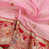 Pink Colour Pure Kora Silk Handwoven Banarasi Saree