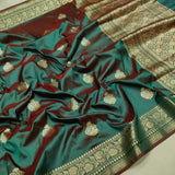 Dual Shade Pure Katan Silk Handwoven Banarasi Saree