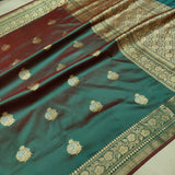 Dual Shade Pure Katan Silk Handwoven Banarasi Saree