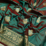 Dual Shade Pure Katan Silk Handwoven Banarasi Saree