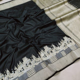 Black Colour Katan Silk Handwoven Banarasi Saree