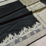 Black Colour Katan Silk Handwoven Banarasi Saree