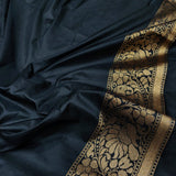 Black Color Pure Katan Silk Handwoven Banarasi Saree