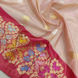 Peach Color Pure Tissue Silk Handwoven Banarasi Saree