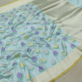 Sky Blue Color Pure Katan Silk Handwoven Banarasi Saree