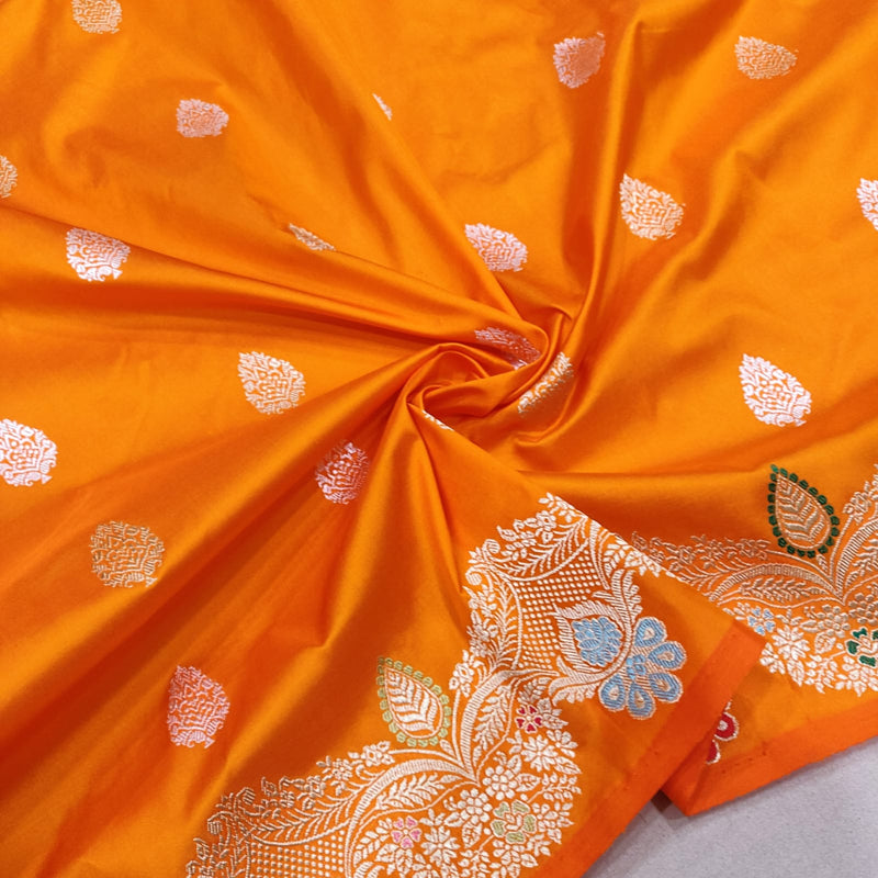 Fanta Colour Pure Katan Silk Handwoven Banarasi Saree