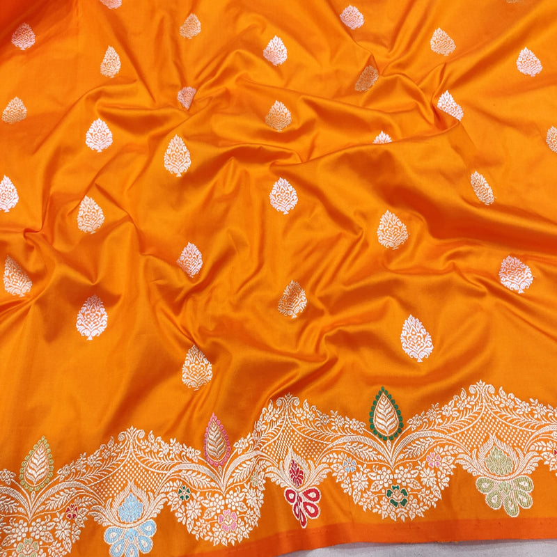 Fanta Colour Pure Katan Silk Handwoven Banarasi Saree