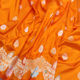 Orange Colour Pure Katan Silk Handwoven Banarasi Saree