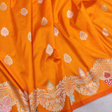 Orange Colour Pure Katan Silk Handwoven Banarasi Saree