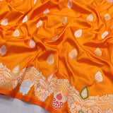 Orange Colour Pure Katan Silk Handwoven Banarasi Saree