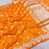 Orange Colour Pure Katan Silk Handwoven Banarasi Saree