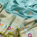 Sky Blue Pure Katan Silk Handwoven Banarasi Saree