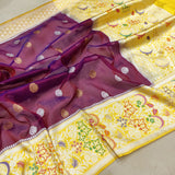 Dual Shade Pure Kora Silk Handwoven Banarasi Saree