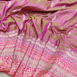 Dual Shade Katan Silk Handwoven Banarasi Saree