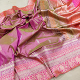 Dual Shade Katan Silk Handwoven Banarasi Saree