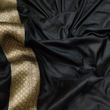 Black Color Pure Katan Silk Handwoven Banarasi Saree