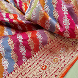 Multicolor Pure Katan Silk Handwoven Banarasi Saree