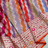 Multicolor Pure Katan Silk Handwoven Banarasi Saree